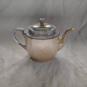 Vintage Lustrerware 2 Tone Glazed Iridescent Metallic 2 Tone Teapot